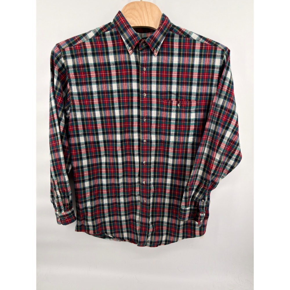 Vintage Eddie Bauer Bainbridge Flannel Shirt Mens XL Tall Plaid Long Sleeve
